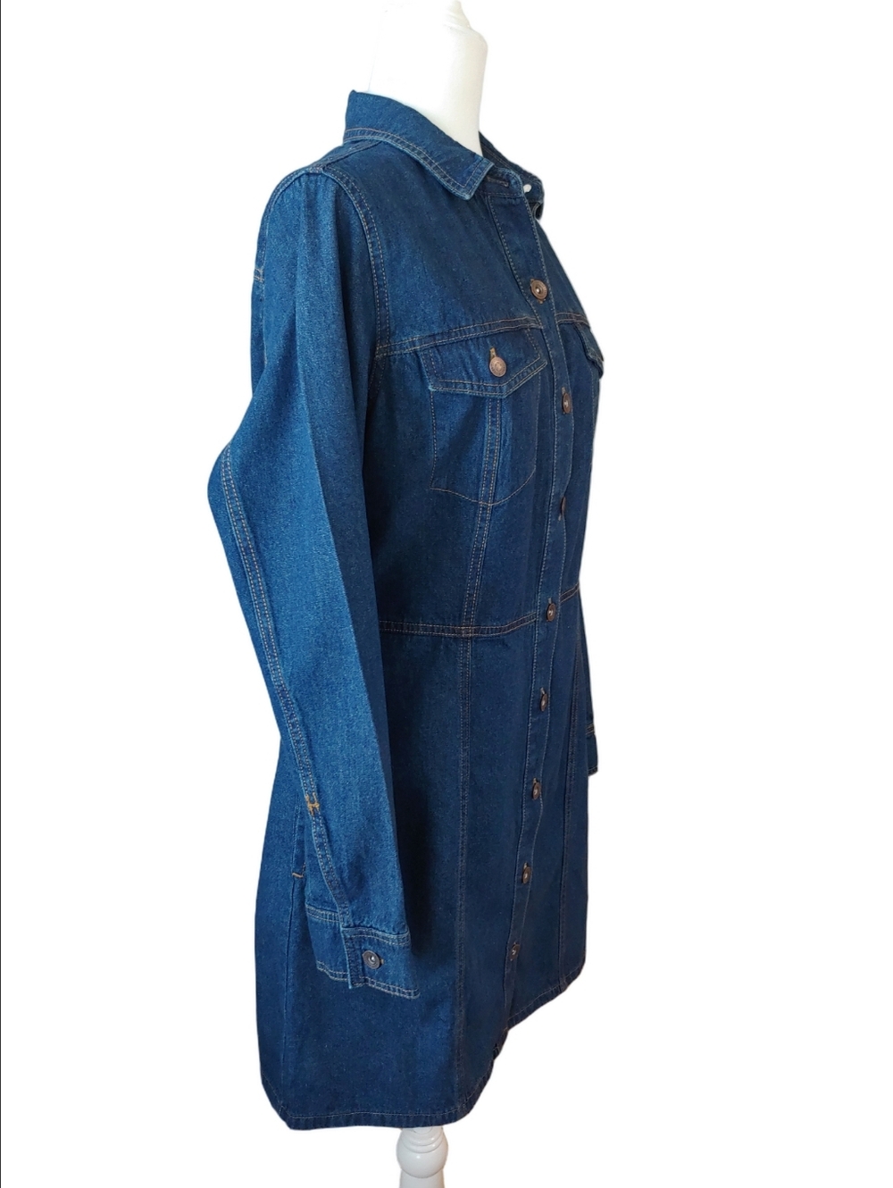 FRYE Blue Denim Button-Front Cotton Dress Women's Medium - Picture 9 of 16